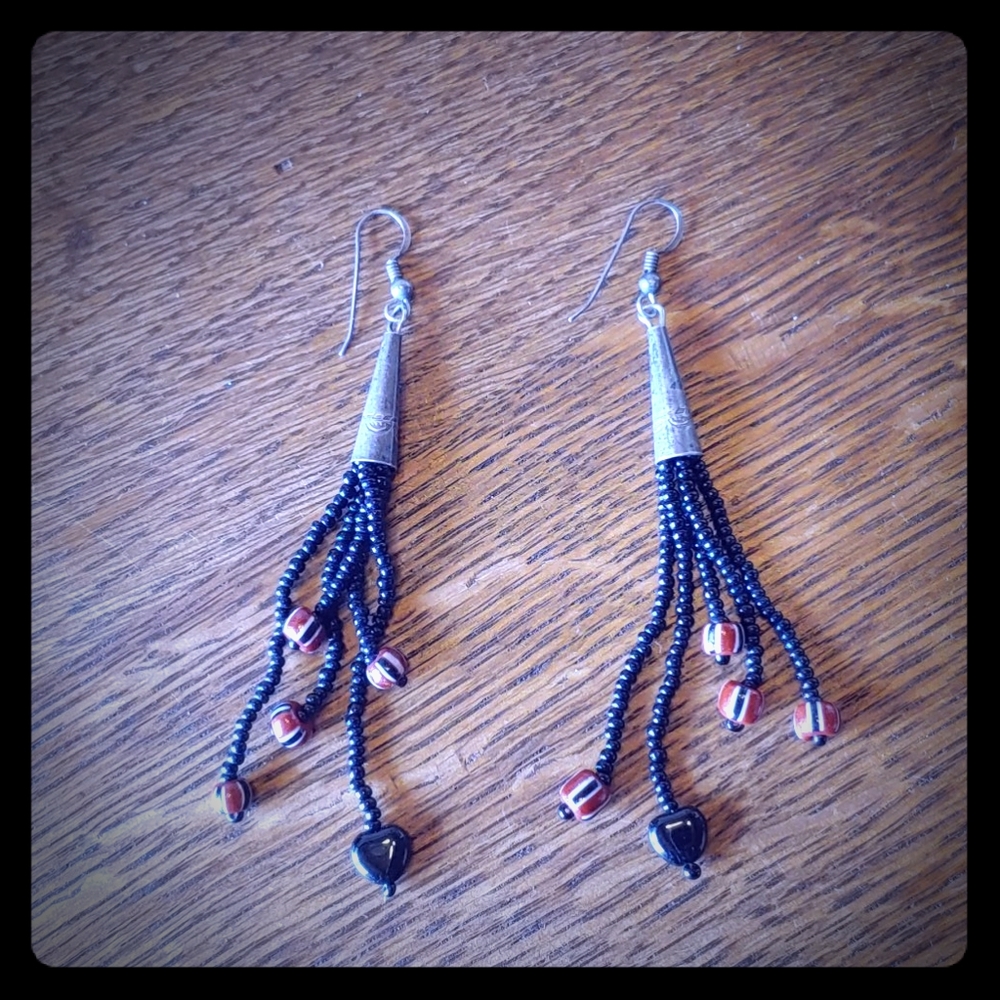 Vintage silver and bead earrings